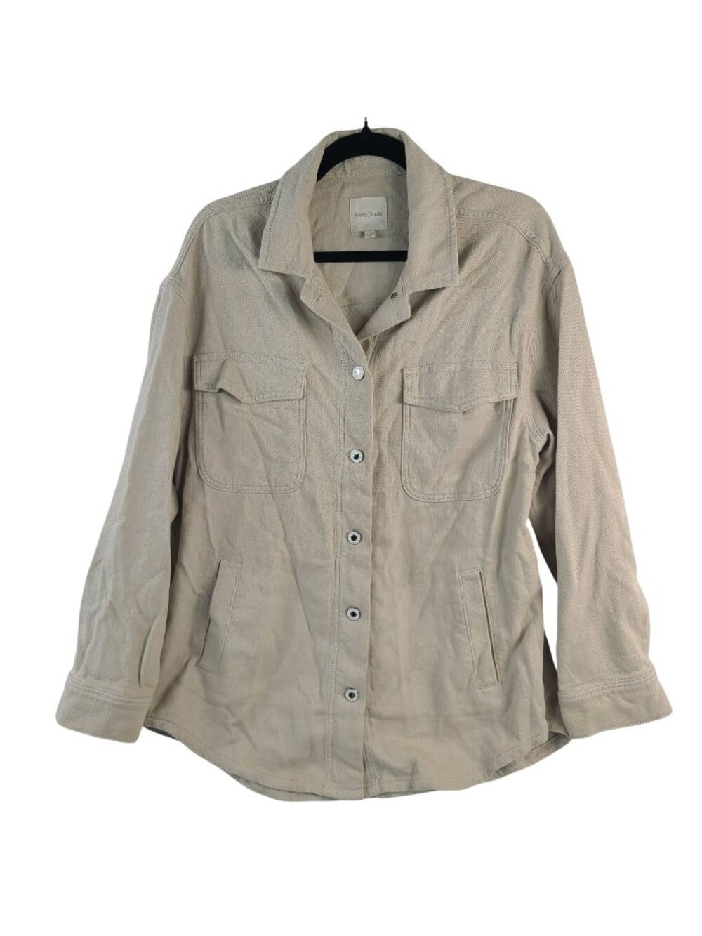 Favorite Daughter Beige Long Sleeve Button-Front Utility Jacket Pockets Sz S